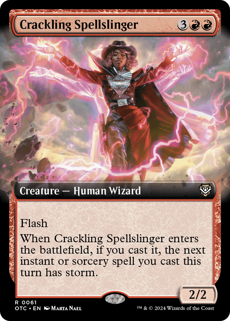 Crackling Spellslinger (Extended Art) [Outlaws of Thunder Junction Commander]